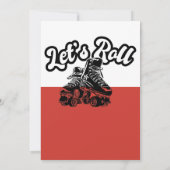 Let's Roll Red & Black Boy Schaats Verjaardagsfees Kaart (Achterkant)