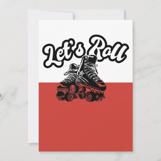 Let's Roll Red & Black Boy Schaats Verjaardagsfees Kaart (Achterkant)