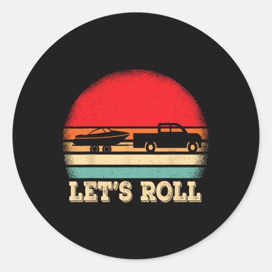 Let's Roll Retro Boating Boat Captain  Ronde Sticker (Voorkant)