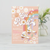 Lets Roll Retro Groovy Roller Schaats Daisy Verjaa Kaart (Staand voorkant)