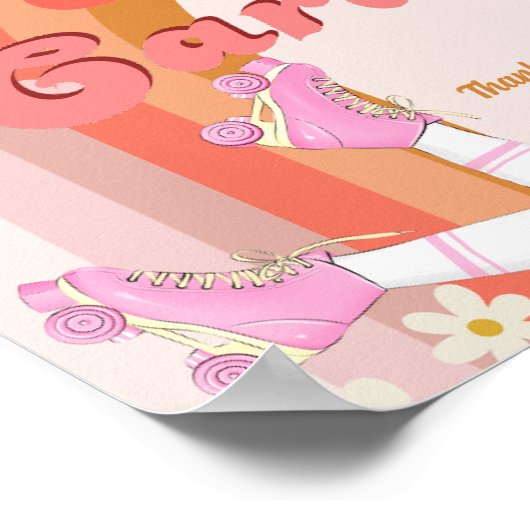 Let's Roll Retro Groovy Roller Schaats geschenken Poster (Hoek)