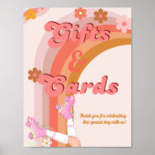 Let's Roll Retro Groovy Roller Schaats geschenken Poster (Voorkant)