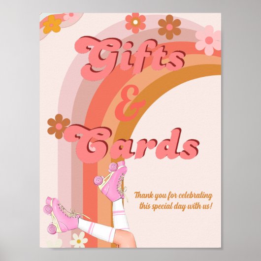 Let's Roll Retro Groovy Roller Schaats geschenken Poster (Voorkant)