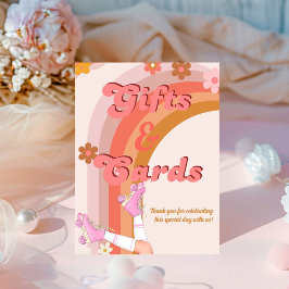 Let's Roll Retro Groovy Roller Schaats geschenken Reclamebord Met Voetstuk