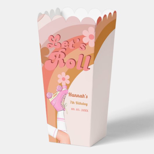 Let's Roll Retro Groovy Roller Schaats Verjaardag Bedankdoosjes (Voorkant)