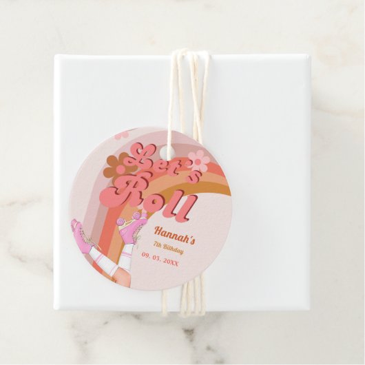 Let's Roll Retro Groovy Roller Schaats Verjaardag  Bedankjes Labels (In situ)