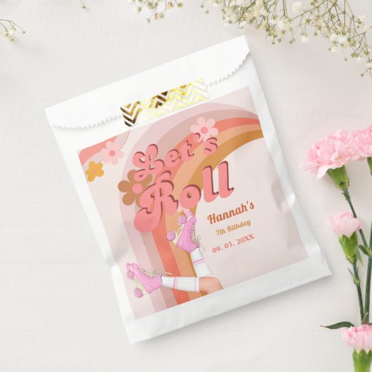 Let's Roll Retro Groovy Roller Schaats Verjaardag  Bedankzakje (Gezegeld)