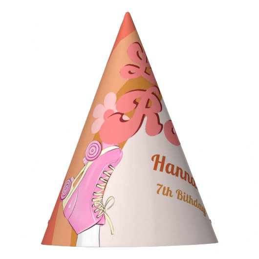 Let's Roll Retro Groovy Roller Schaats Verjaardag  Feesthoedjes (Voorkant)