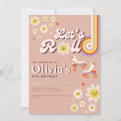 Let's Roll Retro Groovy Roller Schaats Verjaardag Kaart (Voorkant)