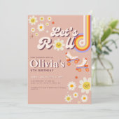 Let's Roll Retro Groovy Roller Schaats Verjaardag Kaart (Staand voorkant)