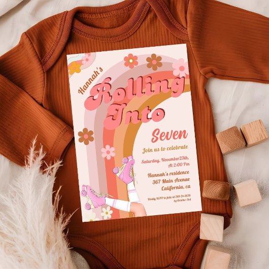 Let's Roll Retro Groovy Roller Schaats Verjaardag  Kaart