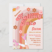 Let's Roll Retro Groovy Roller Schaats Verjaardag  Kaart (Voorkant)