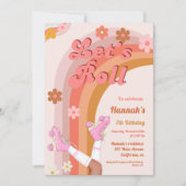 Let's Roll Retro Groovy Roller Schaats Verjaardag  Kaart (Voorkant)