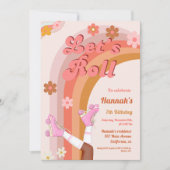 Let's Roll Retro Groovy Roller Schaats Verjaardag Kaart (Voorkant)