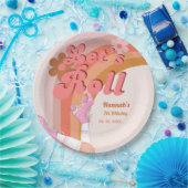 Let's Roll Retro Groovy Roller Schaats Verjaardag Papieren Bordje (Feest)