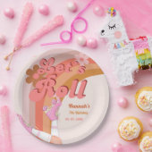 Let's Roll Retro Groovy Roller Schaats Verjaardag Papieren Bordje (Feest)