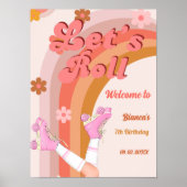 Let's Roll Retro Groovy Roller Schaats Verjaardag Poster (Voorkant)