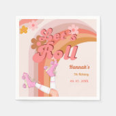 Let's Roll Retro Groovy Roller Schaats Verjaardag Servet (Voorkant)