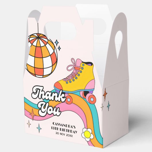 Let's Roll Retro Roller Skating Girl Birthday  Bedankdoosjes (Geopend)