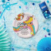 Let's Roll Retro Roller Skating Girl Birthday  Papieren Bordje (Feest)