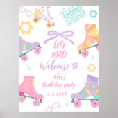 Lets Roll Roller Skate Girl Birthday Welcome Poster (Voorkant)