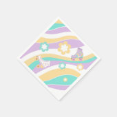 Lets Roll Roller Skate Groovy Girl Birthday Pastel Servet (Hoek)