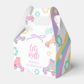 Lets Roll Roller Skate Retro Girl Birthday Pastel Bedankdoosjes (Achterkant)