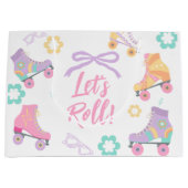 Lets Roll Roller Skate Retro Girl Birthday Pastel Groot Cadeauzakje (Voorkant)