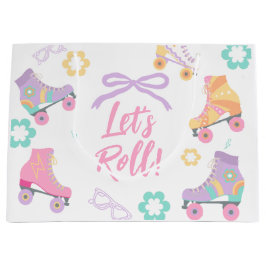 Lets Roll Roller Skate Retro Girl Birthday Pastel Groot Cadeauzakje