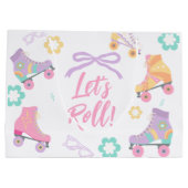Lets Roll Roller Skate Retro Girl Birthday Pastel Groot Cadeauzakje (Achterkant)