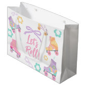 Lets Roll Roller Skate Retro Girl Birthday Pastel Groot Cadeauzakje (Voorkant Gekanteld)