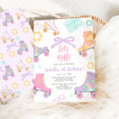 Lets Roll Roller Skate Skating Bow Girl Birthday Kaart