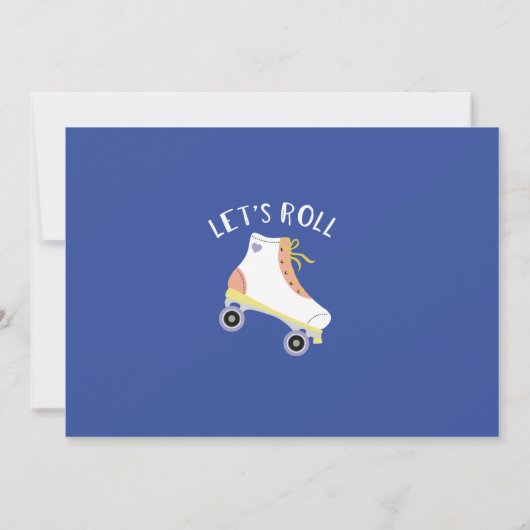 Let's Roll Rollerskate Blue Verjaardag Party Foto Kaart (Achterkant)