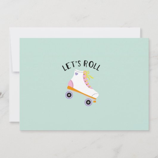 Let's Roll Rollerskate Girls Verjaardagsfeestje Fo Kaart (Achterkant)
