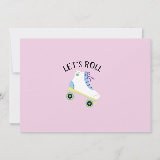 Let's Roll Rollerskate Roze Verjaardag Party Foto Kaart (Achterkant)