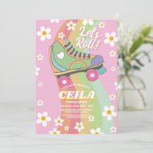 Let's Roll Rollerskate Vibe Retro Groovy Jaren 70 Kaart (Staand voorkant)