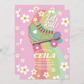 Let's Roll Rollerskate Vibe Retro Groovy Jaren 70 Kaart (Voorkant / Achterkant)