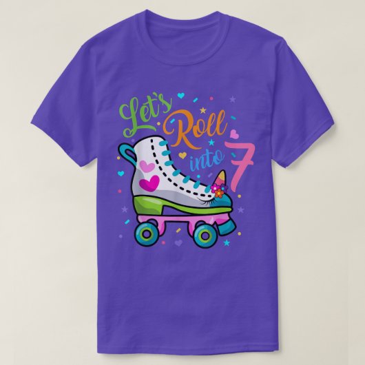 Let's Rolling Into 7 Years Old 7th Birthday Skatin T-shirt (Design voorkant)