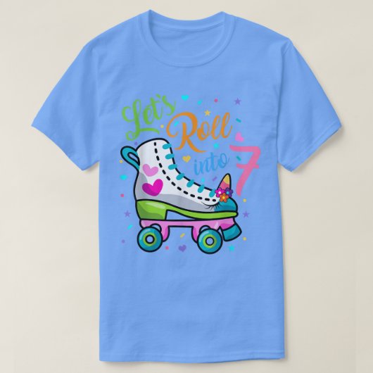Let's Rolling Into 7 Years Old 7th Birthday Skatin T-shirt (Design voorkant)