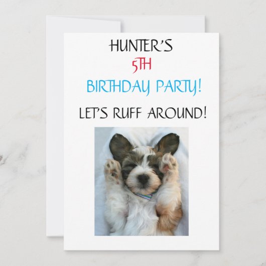 "LET'S RUFF ROND" KIDS BIRTHDAY INVITATIONS KAART (Voorkant)