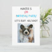 "LET'S RUFF ROND" KIDS BIRTHDAY INVITATIONS KAART (Staand voorkant)