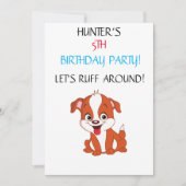 "LET'S RUFF ROND" KIDS BIRTHDAY INVITATIONS KAART (Voorkant)