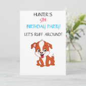 "LET'S RUFF ROND" KIDS BIRTHDAY INVITATIONS KAART (Staand voorkant)