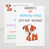 "LET'S RUFF ROND" KIDS BIRTHDAY INVITATIONS KAART (Voorkant / Achterkant)