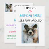 "LET'S RUFF ROND" KIDS BIRTHDAY INVITATIONS KAART (Voorkant / Achterkant)
