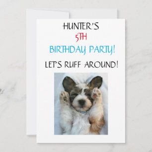 "LET'S RUFF ROND" KIDS BIRTHDAY INVITATIONS KAART