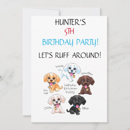 "LET'S RUFF ROND" KIDS BIRTHDAY INVITATIONS KAART (Voorkant)