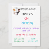 "LET'S RUFF ROND" KIDS BIRTHDAY INVITATIONS KAART (Achterkant)