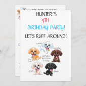 "LET'S RUFF ROND" KIDS BIRTHDAY INVITATIONS KAART (Voorkant / Achterkant)