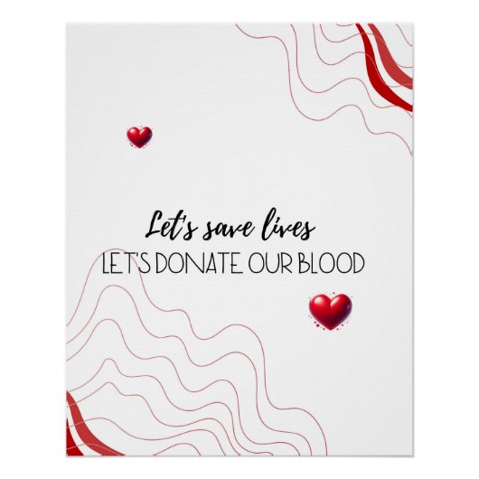 Let's Save Lives - Donate Blood Minimalist Graphic Perfect Poster (Voorkant)